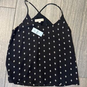 LOFT Black Camisole with White Pattern